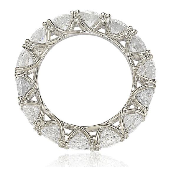 Suzy Levian Sterling Silver Cubic Zirconia Crossing Setting Eternity Band - Picture 3 of 3